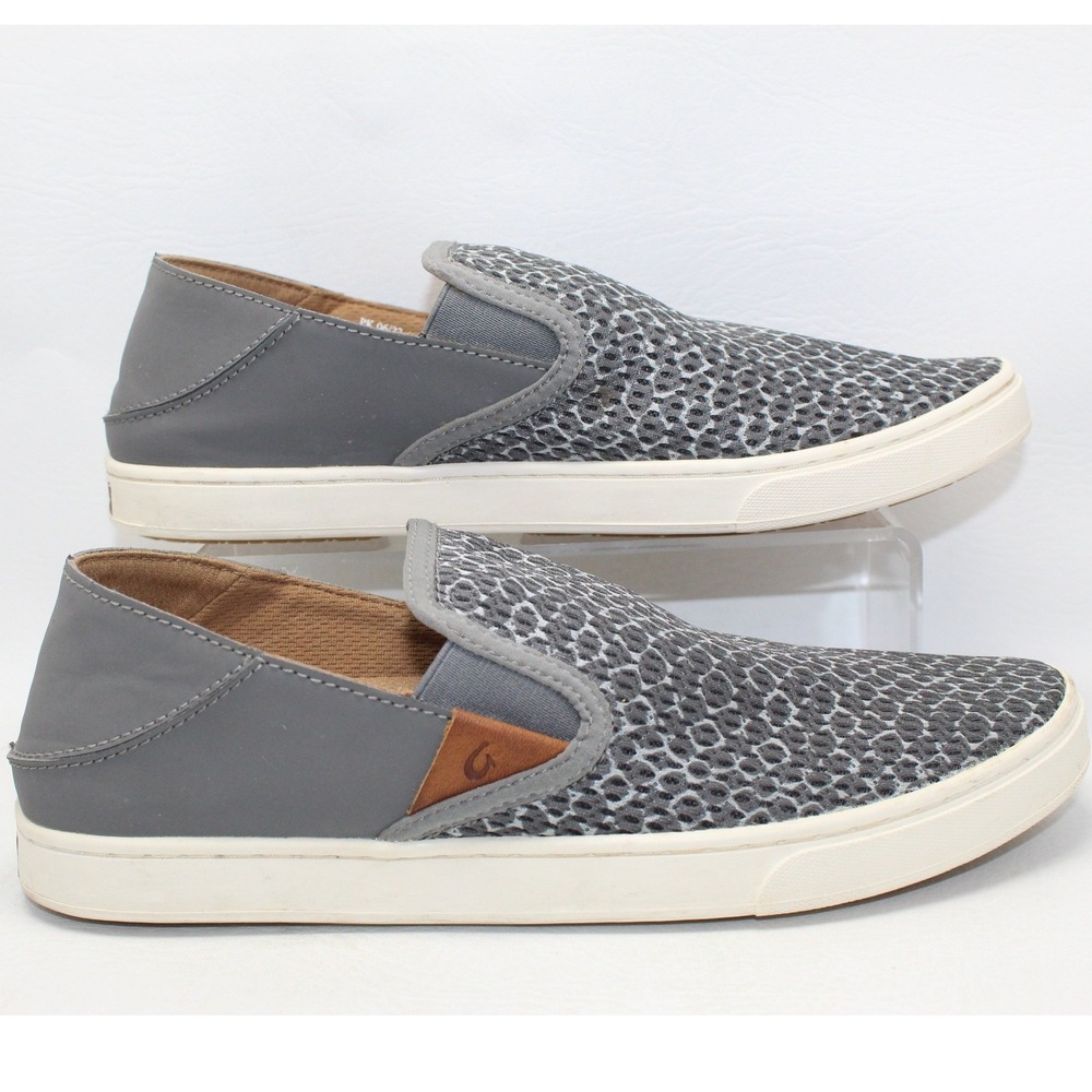 Olukai Pehufa Pai Grey‎ Mesh Slip On Sneakers Womens 9 20360-26XQ Drop In Heel